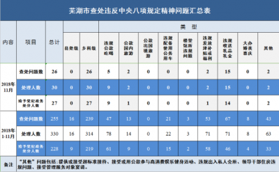 芜湖：前11个月查处违反中央八项规定精神问题255起