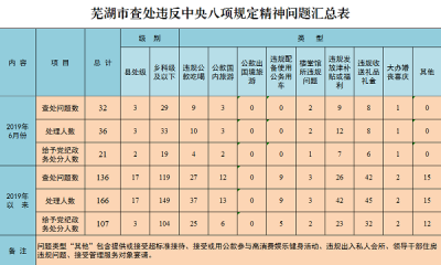 芜湖：上半年共查处违反中央八项规定精神问题136起处理166人