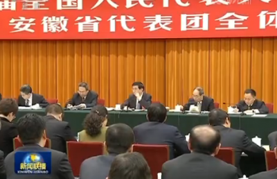 王沪宁参加安徽代表团审议 听取代表意见建议