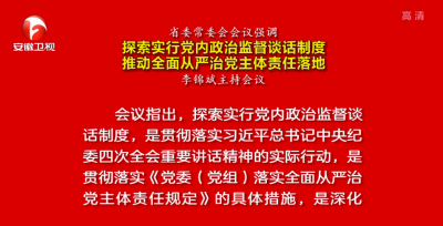 实行党内政治监督谈话制度 落实全面从严治党主体责任