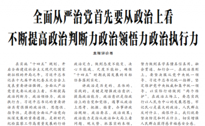 【中国纪检监察报评论员】全面从严治党首先要从政治上看 不断提高政治判断力政治领悟力政治执行力