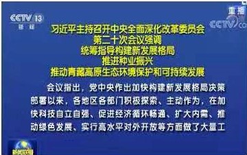 习近平：统筹指导构建新发展格局 推进种业振兴 推动青藏高原生态环境保护和可持续发展