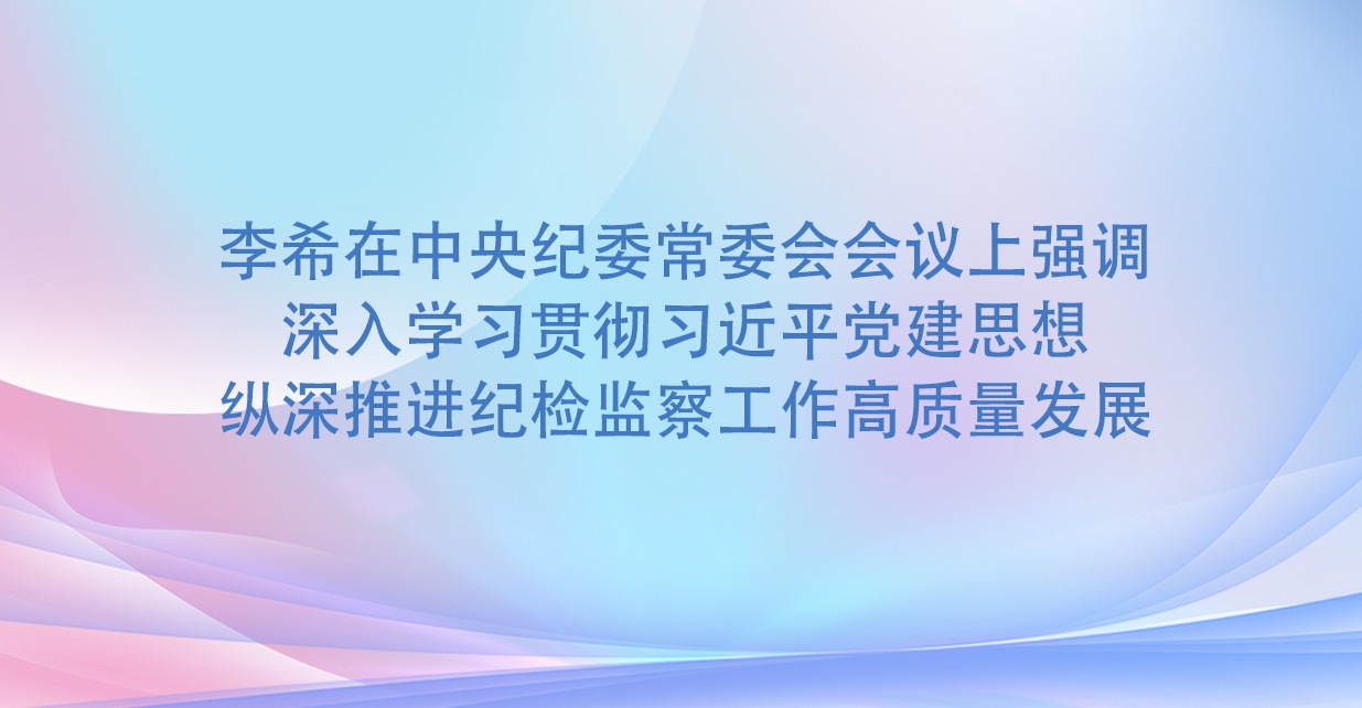 李希在中央纪委常委会会议上强调

深入学习贯彻习近平党建思想

纵深推进纪检监察工作高质量发展