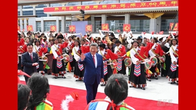 习近平在出席西藏自治区成立60周年庆祝活动后返回北京