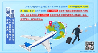 紀法百科丨違反工作紀律的行為：失職致使所管理人員叛逃、出逃、出走
