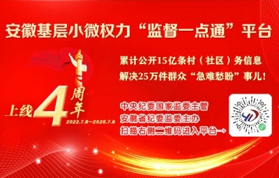 安徽基层小微权力“监督一点通”平台上线四周年